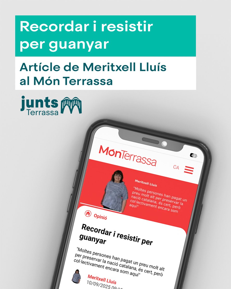 📰 Et recomanem la lectura de l'article "Recordar i resistir per guanyar"  de la nostra portaveu <a href="/mlluisvall/">Meritxell Lluís i Vall</a>  al diari <a href="/MonTerrassa/">Món Terrassa</a> per la Diada nacional de Catalunya.

🗞️ monterrassa.cat/opinio/recorda…