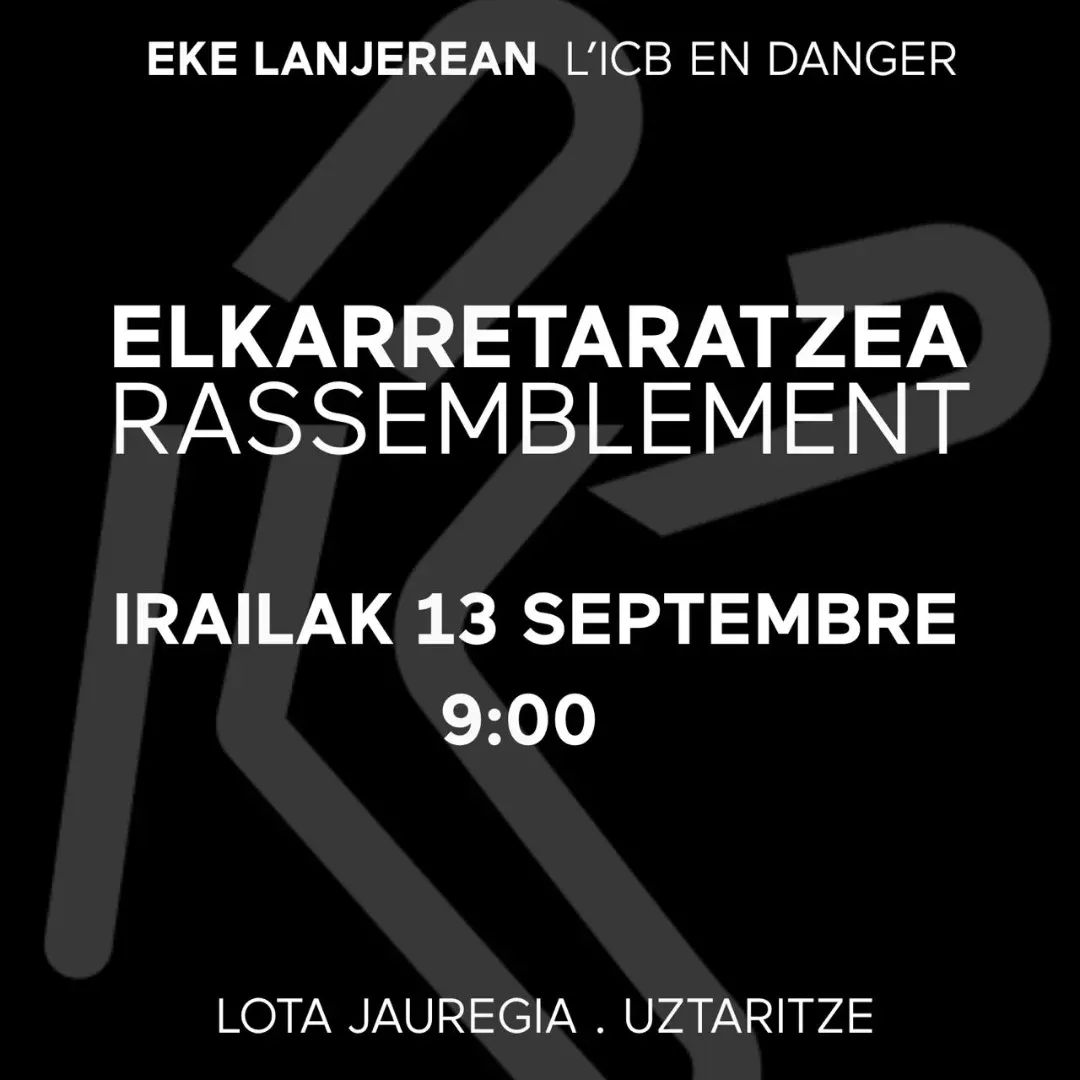 ‼️ Frantziako Estatuak Euskal Kultur Erakundeari ematen dion dirulaguntza murriztuko du. Ipar Euskal Herrian euskal kultura sustatzen duen elkartearen etorkizuna arriskuan jar lezake horrek.

📢 Larunbatean EKE babesteko elkarretaratzea deitu dute, 9:00etan Uztaritzen. Zabaldu!