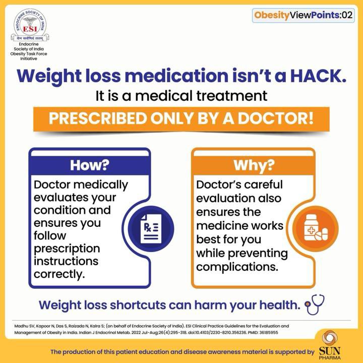 IndiaESI's tweet image. If you are overweight or have obesity, you need a safe and holistic approach for weight loss that can be found at your Endocrinologist’s clinic. 

Stop following unsafe hacks and shortcuts from unauthorised people because your health deserves expert care, not guesswork.