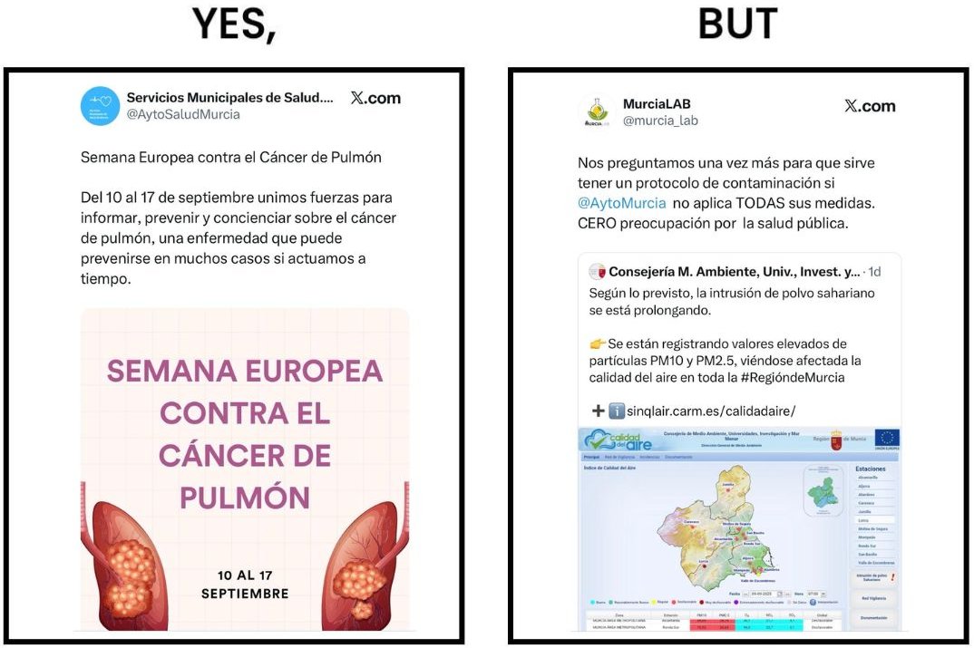 🙏🫁 Sí a la Semana Europea del Cáncer de Pulmón, pero… 
⁉️ ¿y qué hay de aplicar medidas restrictivas del Protocolo de contaminación atmosférica?
