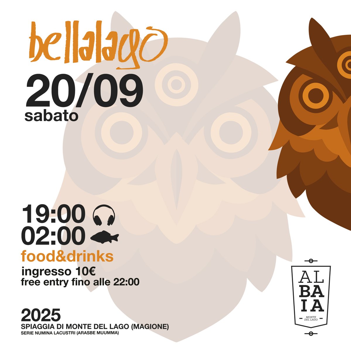 #bellalago 2025
Sabato 20 Settembre @ Albaia, Monte del lago
dalle 19:00 alle 02:00

Free entry fino alle 22:00
€10 dalle 22:00 in poi
Food &amp; Drinks

bellaciao.club
djralf.com