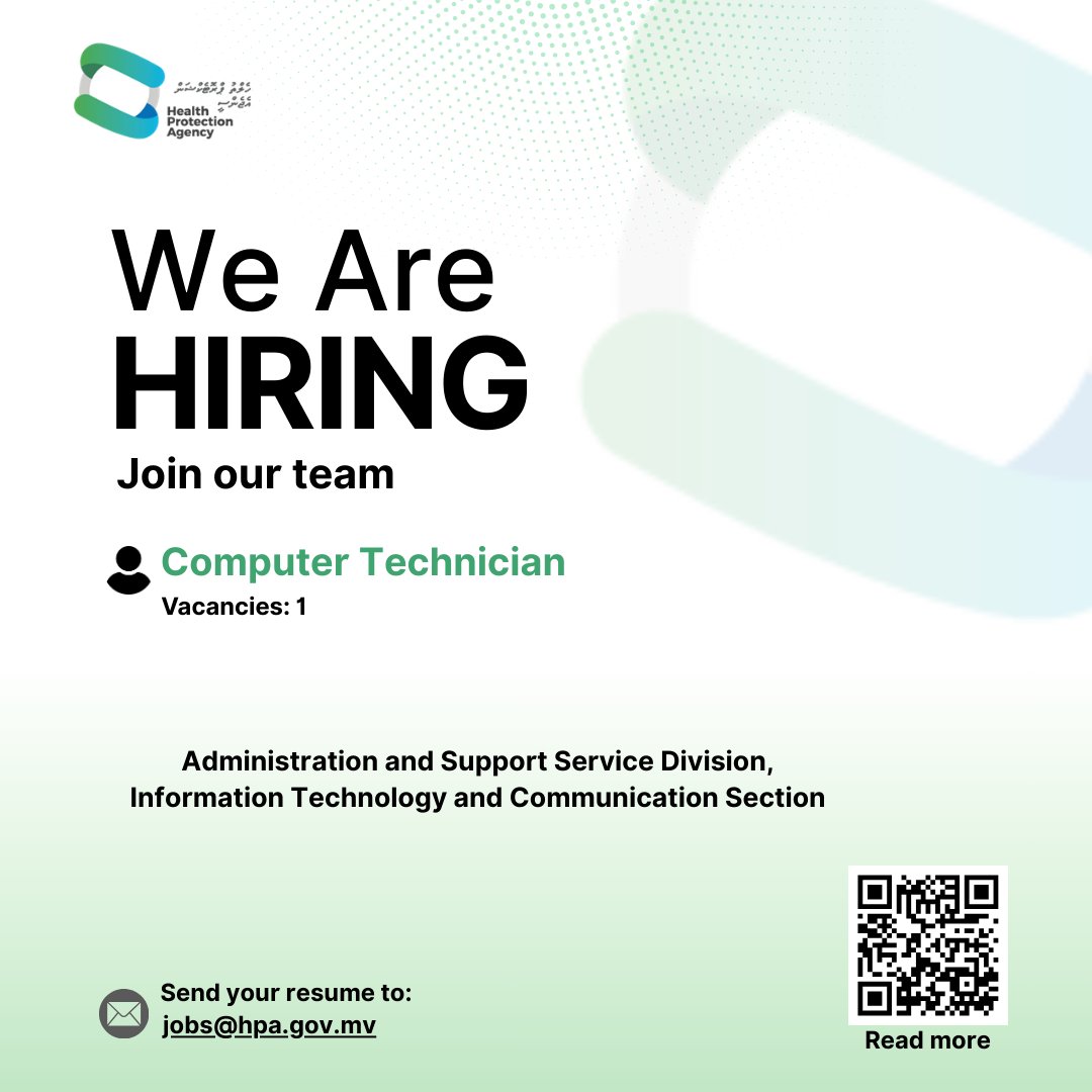 HPA_MV's tweet photo. 📢 We are hiring!! For more information, click the link below:

https://t.co/6lU1H2AdZa https://t.co/9KyLJrcUre