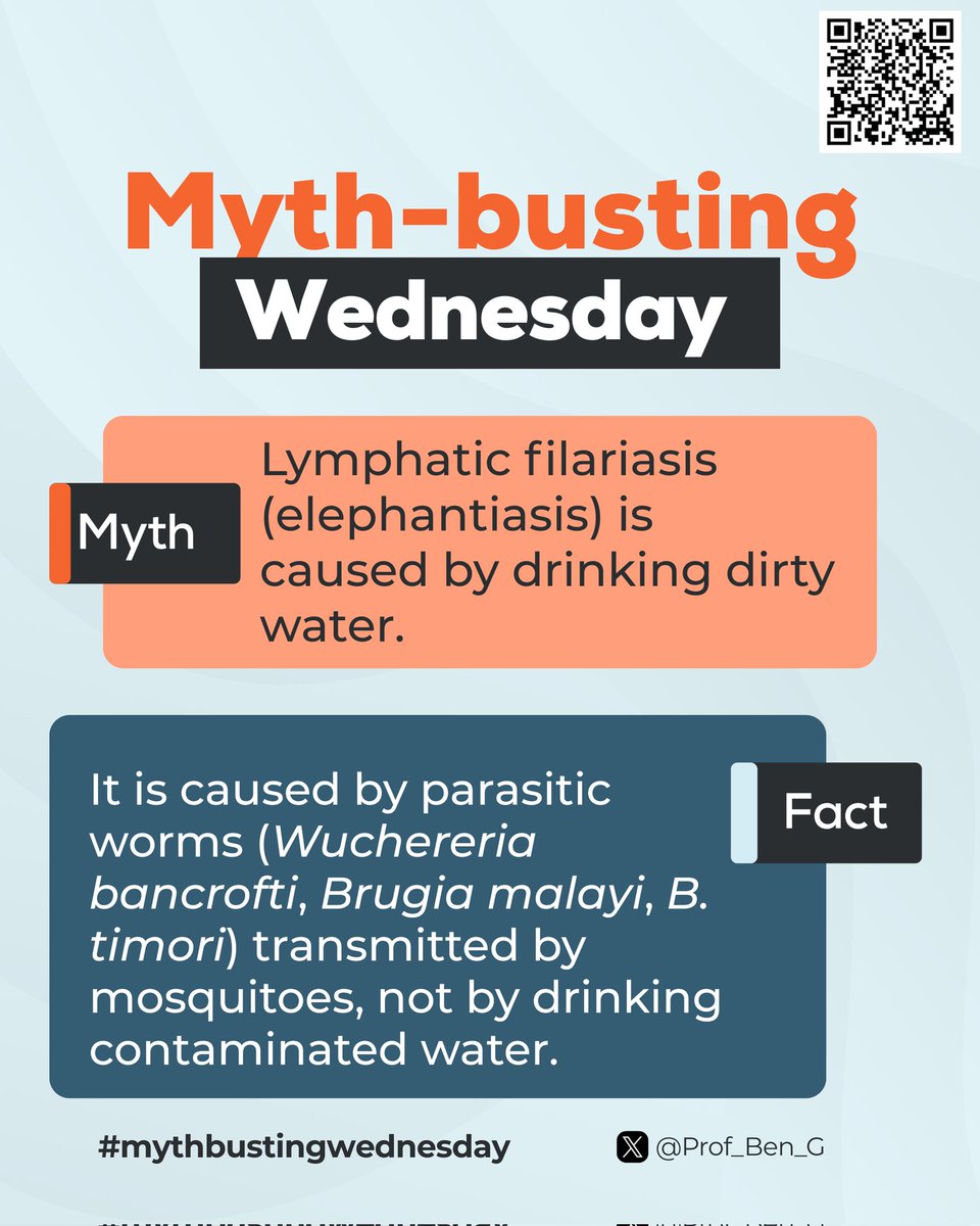Prof_Ben_G's tweet image. Myth-busting Wednesday 

Understanding the real mode of transmission is key to prevention and control.

#ParasiteWatch #MythBustingWednesday #LymphaticFilariasis #NTDs #GlobalHealth #Parasitology #SciComm