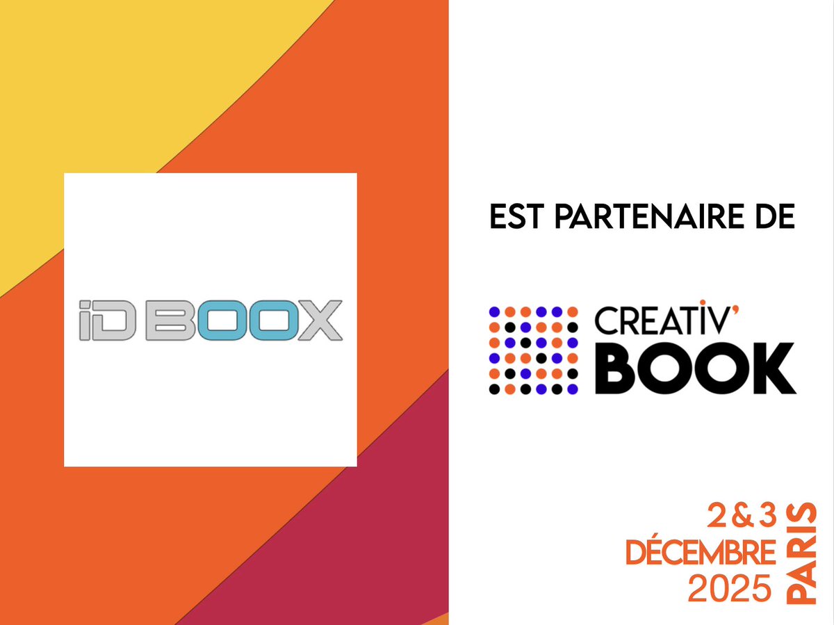 CreativBook's tweet photo. [PARTENAIRE🤝]
Nous remercions @IDBOOX, pour son soutien renouvelé à cette 7e édition inédite de #creativbook ! 
 
🗓Rendez-vous les 2 &amp; 3 déc. au @NewCapEvent à Paris
👉Inscription gratuite ici : https://t.co/gwKgfttKwF
 
#partenaire #eventprofs #édition #éditeurs #livre #presse https://t.co/ve6vA3oIYE