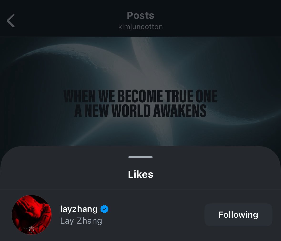 Yixing liked Junmyeon’s post omg OH MY GOD WE ARE ONE??????? FOR REAL???????