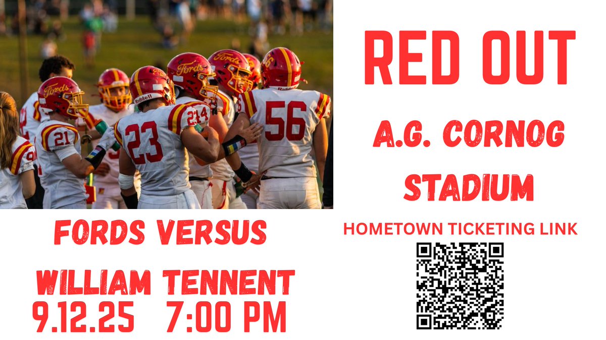 HOME OPENER! RED OUT!

We will now be using Hometown Ticketing for ALL tickets. Please, see the QR code for information on purchasing game tickets and season passes for the Fords in 2025. 

<a href="/fordssportmedia/">Haverford Sports Media</a> on the call youtube.com/@haverfordhigh…

#BFT #HPRIDE