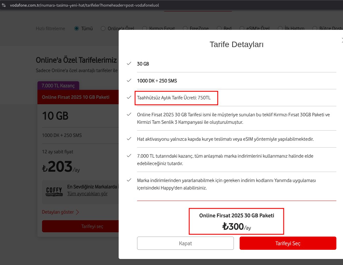 750₺ taahhütsüz ücreti olan bir tarife 12 ay söze 300₺'ye iniyor. %60 indirim.

Bu tarifeyi de zaten yeni müşterilere veriyorlar, eskiler anca yeni şebekede görebilir.

Taahhüt neden gerekiyor? İnsanların iletişimsiz kalması mümkün değil ki? Her halukarda telefon kullanacak.