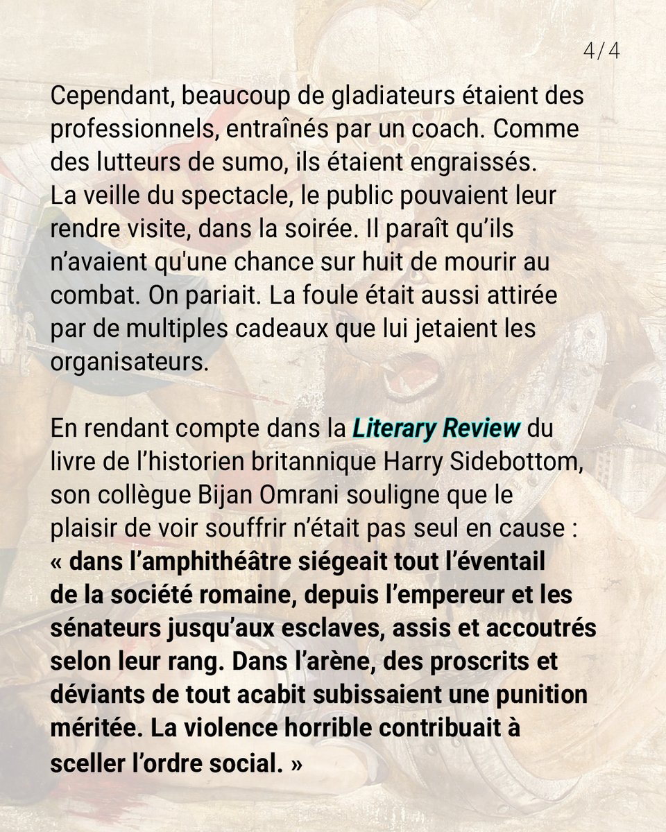 📚 Dans la Booksletter du 5 septembre, l’essai sur les #gladiateurs de l’historien britannique Harry Sidebottom 𝚃𝚑𝚘𝚜𝚎 𝚆𝚑𝚘 𝙰𝚛𝚎 𝙰𝚋𝚘𝚞𝚝 𝚃𝚘 𝙳𝚒𝚎, paru chez <a href="/HutchHeinemann/">Hutchinson Heinemann</a>.
📩 Pour ne rien manquer de nos prochaines éditions, abonnez-vous 👉 linktr.ee/booksletter