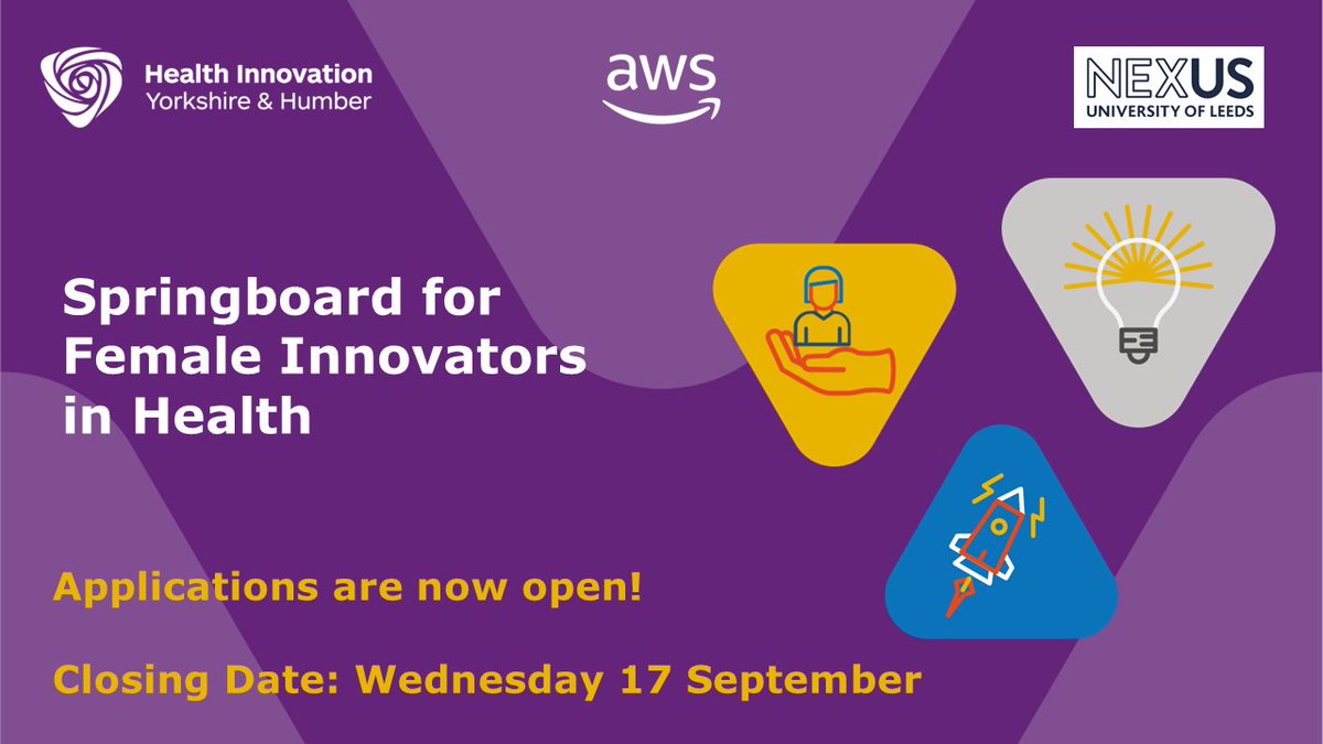 HealthInnovYH's tweet image. 📢 Calling female innovators in Yorkshire and the Humber!

We're searching for women with a bold idea to improve health and care. Is this you?

Read more about our springboard for female innovators in health and apply: ow.ly/7ZUX50WQ6RH
#WHIT #HealthInnovation