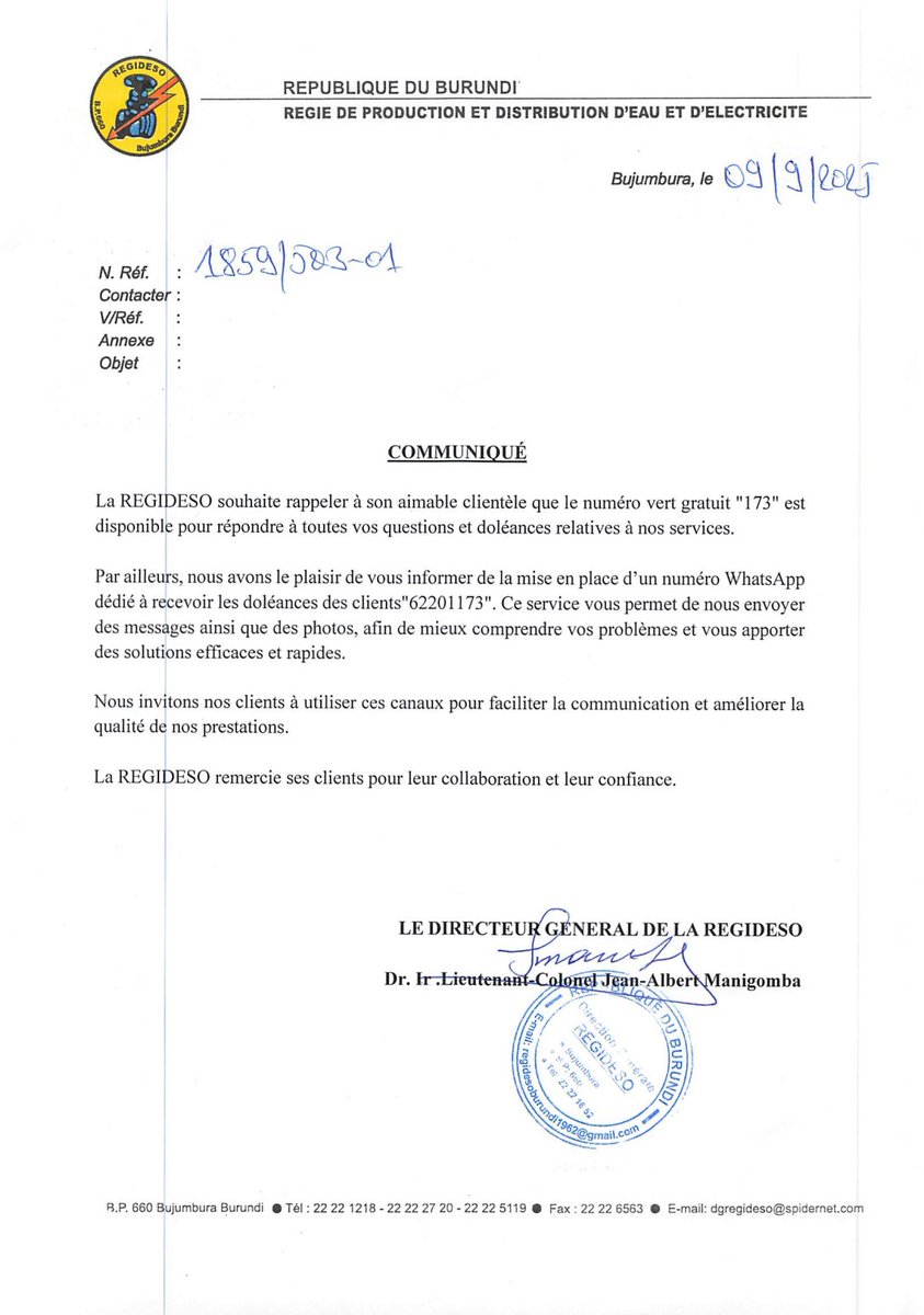 REGIDESO Burundi tweet media