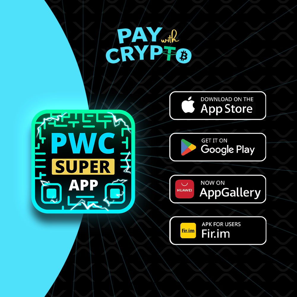 paywith_crypto's tweet image. DOWNLOAD THE SUPER APP NOW! 

✅ Apple Store: apps.apple.com/app/pwc-super-…
✅⁠Google Store: play.google.com/store/apps/det…
✅⁠Huawei: https://appgallery.huawei. com/app/C114824889
✅APK for users : fir.xcxwo.com/pwcsapp