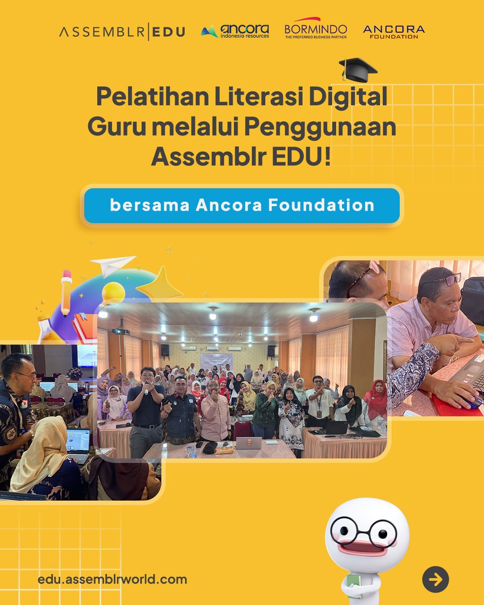 assemblrworld's tweet image. Guru yang hebat akan menuntun generasi masa depan yang berkualitas! 👩🏻‍🏫

Dokumentasi Pelatihan Literasi Digital Guru melalui Penggunaan Assemblr EDU bersama Ancora Foundation

🧵A Thread

#AssemblrEDU #AncoraFoundation #Pelatihan #Guru #Kelas #Belajar #LiterasiDigital