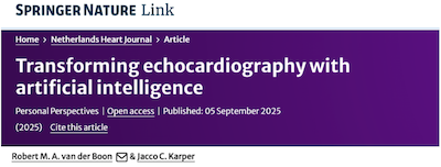 us2_ai's tweet photo. 🫀 Artificial intelligence is rapidly becoming part of cardiovascular medicine, with innovations moving quickly from research into clinical practice.

In a recent Personal Perspectives article in the Netherlands Heart Journal, clinicians from Erasmus Medical Center Rotterdam and Wilhelmina Ziekenhuis Assen share their experiences integrating Us2 into daily echo workflows.