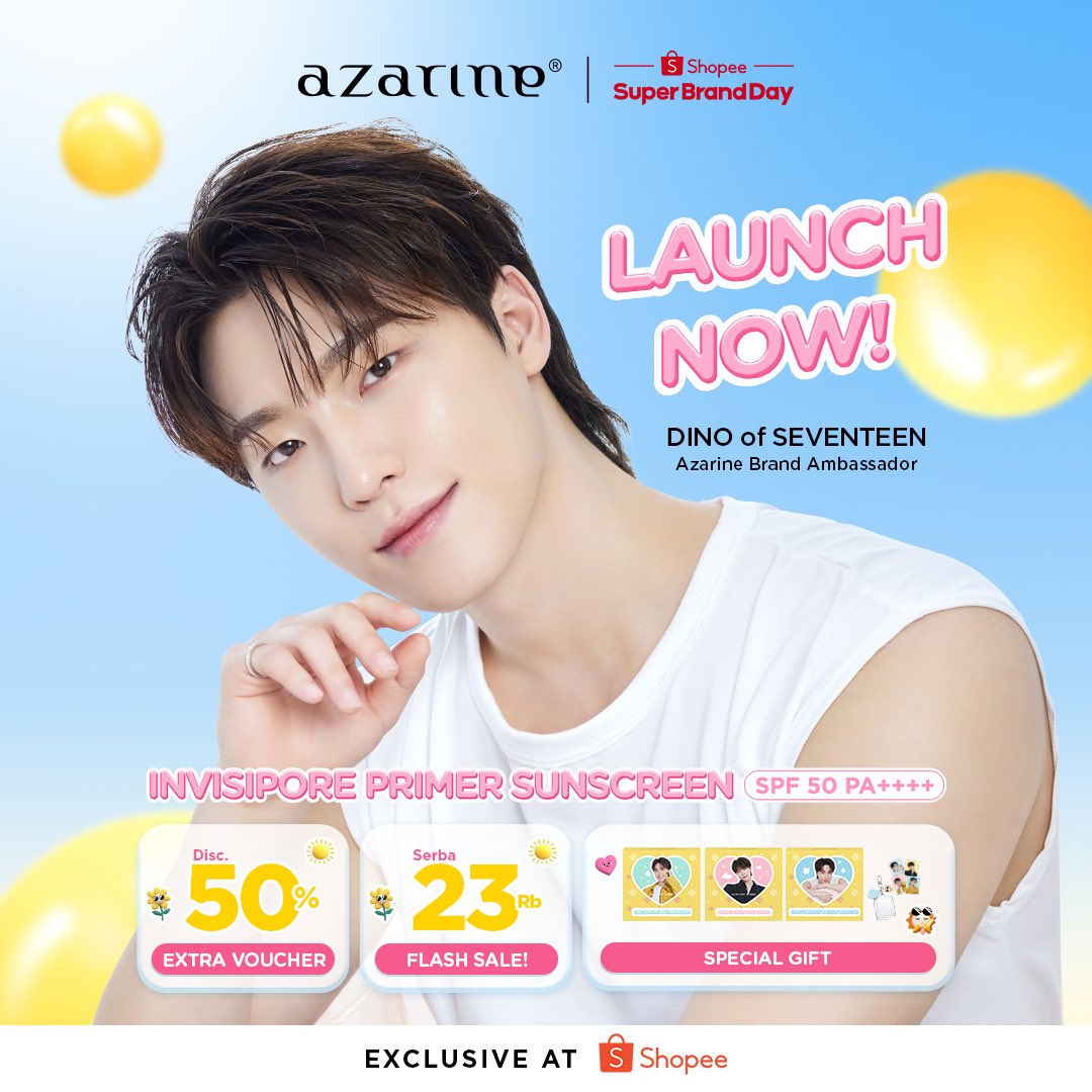 AzarineCosmetic's tweet photo. Invisipore Primer Sunscreen SPF 50 PA++++ kini hadir buat kamu yang ingin tetap flawless tetapi tetap terproteksi!

🎉 Diskon 50K Langsung 
🛒 Belanja Hemat Serba 23K 
✨Dapatkan DINO photo with key ring- disertai pembelian produk bundle

#DINOwithAzarine https://t.co/yS80Y3lZD4