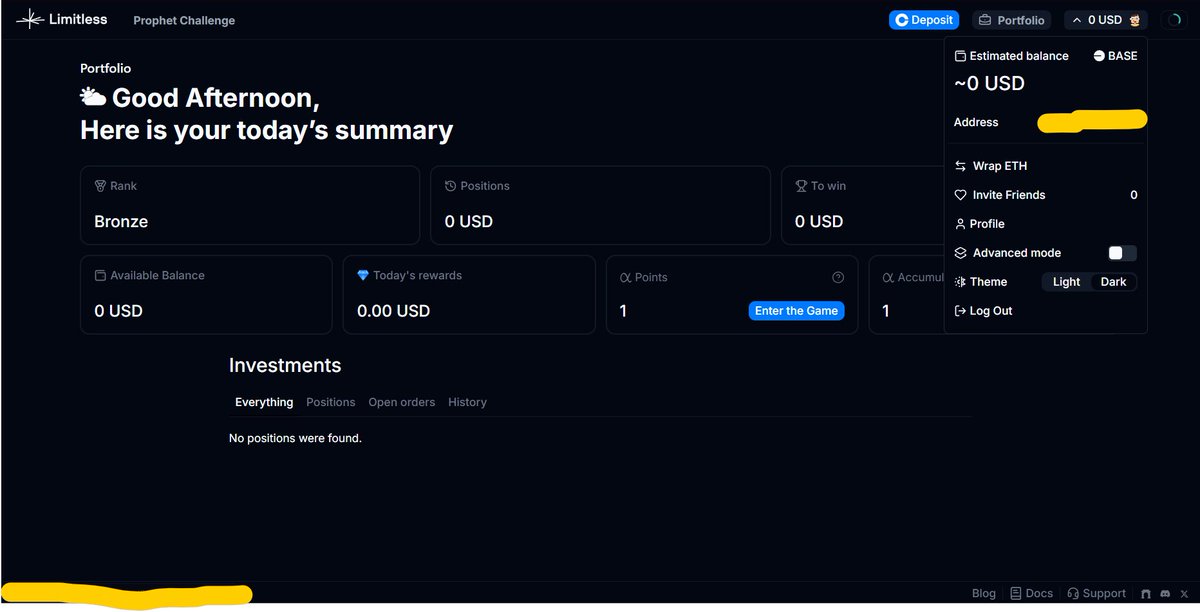 cryptovcdegen's tweet image. I registred in @trylimitless platform trading, should I also dep or trade in platform to recieve future rewards from @wallchain_xyz ?