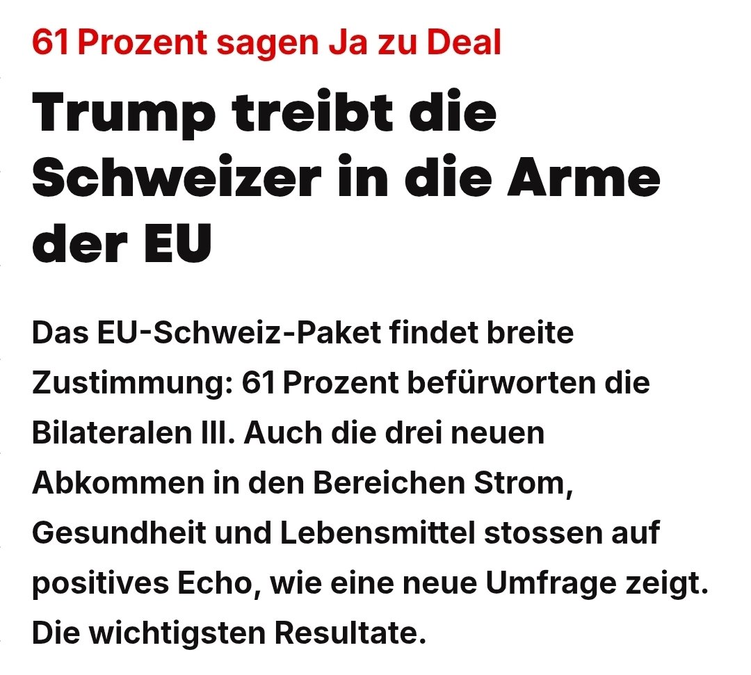 Pure Propaganda vom Boulevard-<a href="/Blickch/">Blick</a>, am Ende wird es umgekehrt sein. Gefragt haben sie wahrscheinlich an der Uni in Tsüri. <a href="/KompassVI/">Kompass Initiative</a> #TrumpTariffs