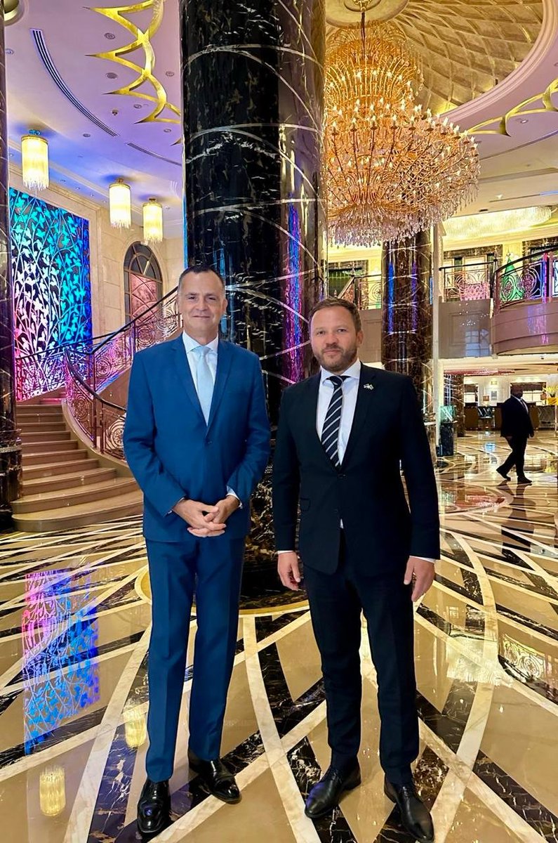EUAmbGCC's tweet photo. Honoured to meet with Estonian Foreign Minister @Tsahkna  on the occasion of his visit to Riyadh! We discussed key regional and bilateral dynamics in the true #TeamEurope spirit 🇪🇺🇪🇪 🇸🇦 https://t.co/Tl7cbTsbXP