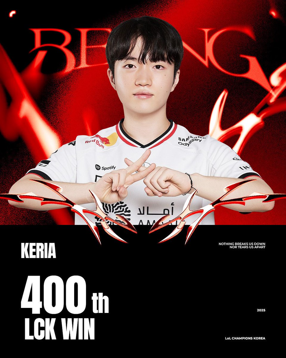 𝗢𝗨𝗥 𝗦𝗨𝗣, 𝗞𝗘𝗥𝗜𝗔 𝗹 𝟮𝟬𝟮𝟬.𝟬𝟮.𝟬𝟳 ~

‘Keria’ 선수가 LCK 통산 400승을 달성했습니다.
역천괴 ‘Keria’ 선수에게 축하의 말을 전해주세요!

‘Keria’ has recorded his 400th LCK Win!
Congratulations to our Legendary Genius Monster!

#TogetherAs1