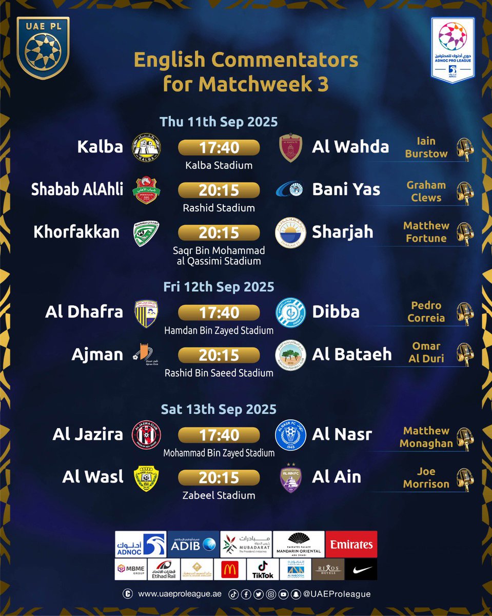 📸l Who's excited? 😍

 We're happy to announce your English commentators for ADNOC Pro League's MW3 🔥

#AdnocProLeague ⚽