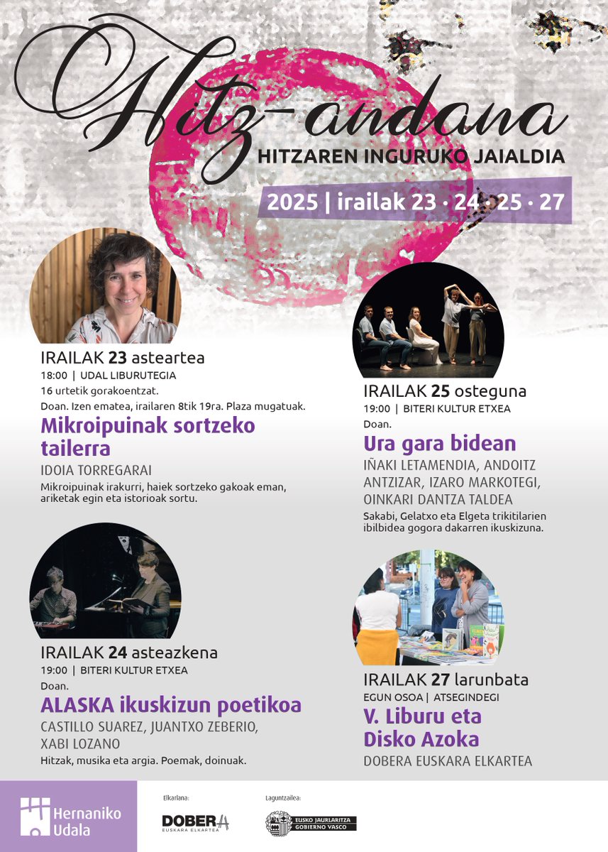 hernanikoudala's tweet image. Hitz Andanak hitzarekin lotutako hiru kultur ekitaldi ekarriko ditu aurten labur.eus/cxbvg06f