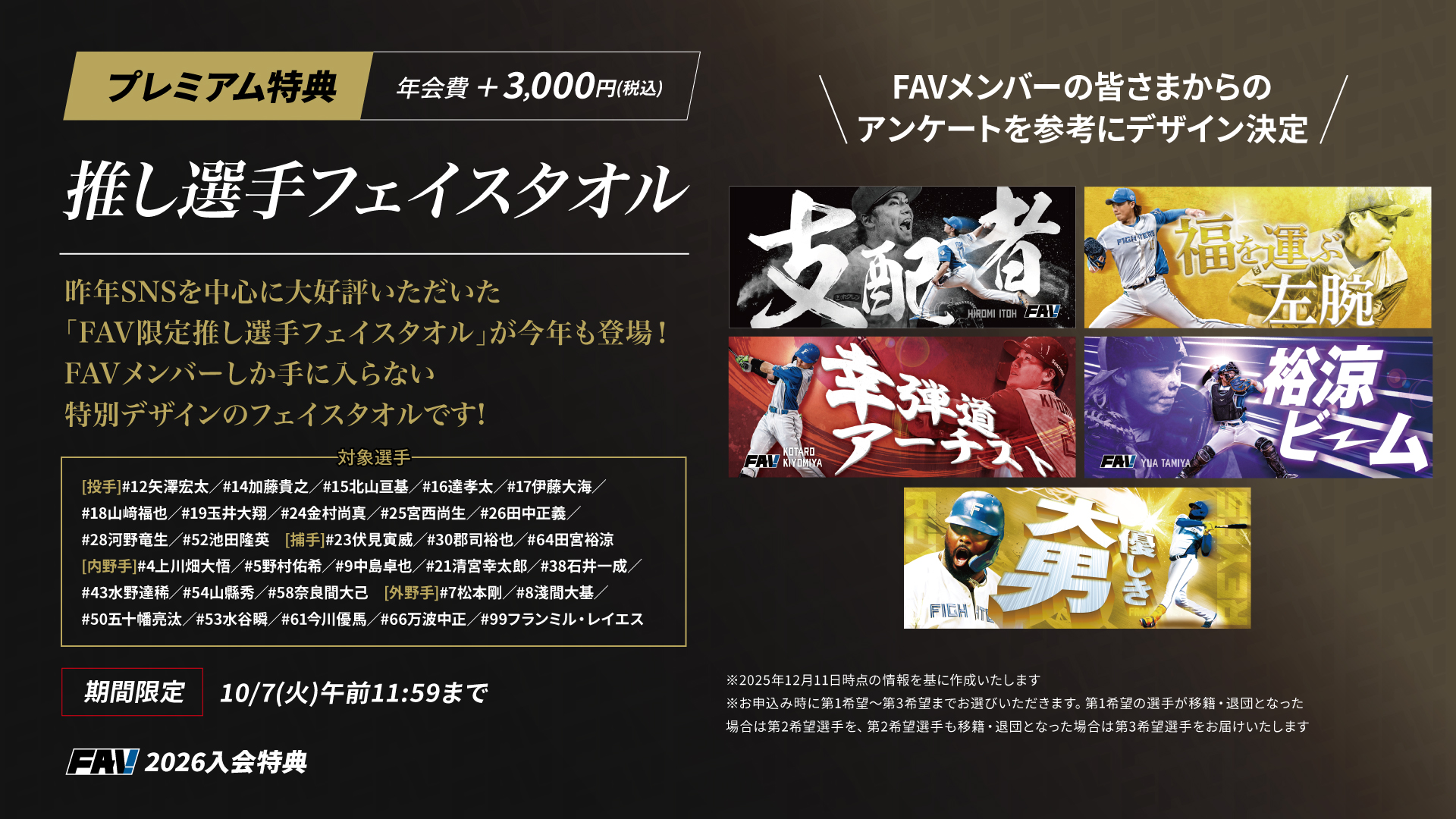 伊藤大海投手　ユニフォーム　タオル 伊藤大海投手 ユニフォーム タオル 伊藤大海投手 鈴木健矢投手 応援タオル