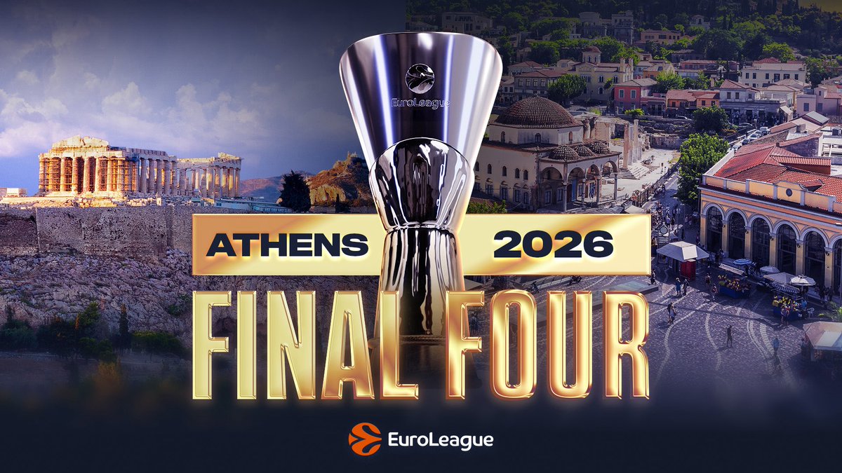 EuroLeague's tweet image. Kalimera 🇬🇷
Euroleague Basketball is proud to announce that the 2026 EuroLeague Final Four will take place in Athens! 
#EuroLeague #FinalFour #Athens