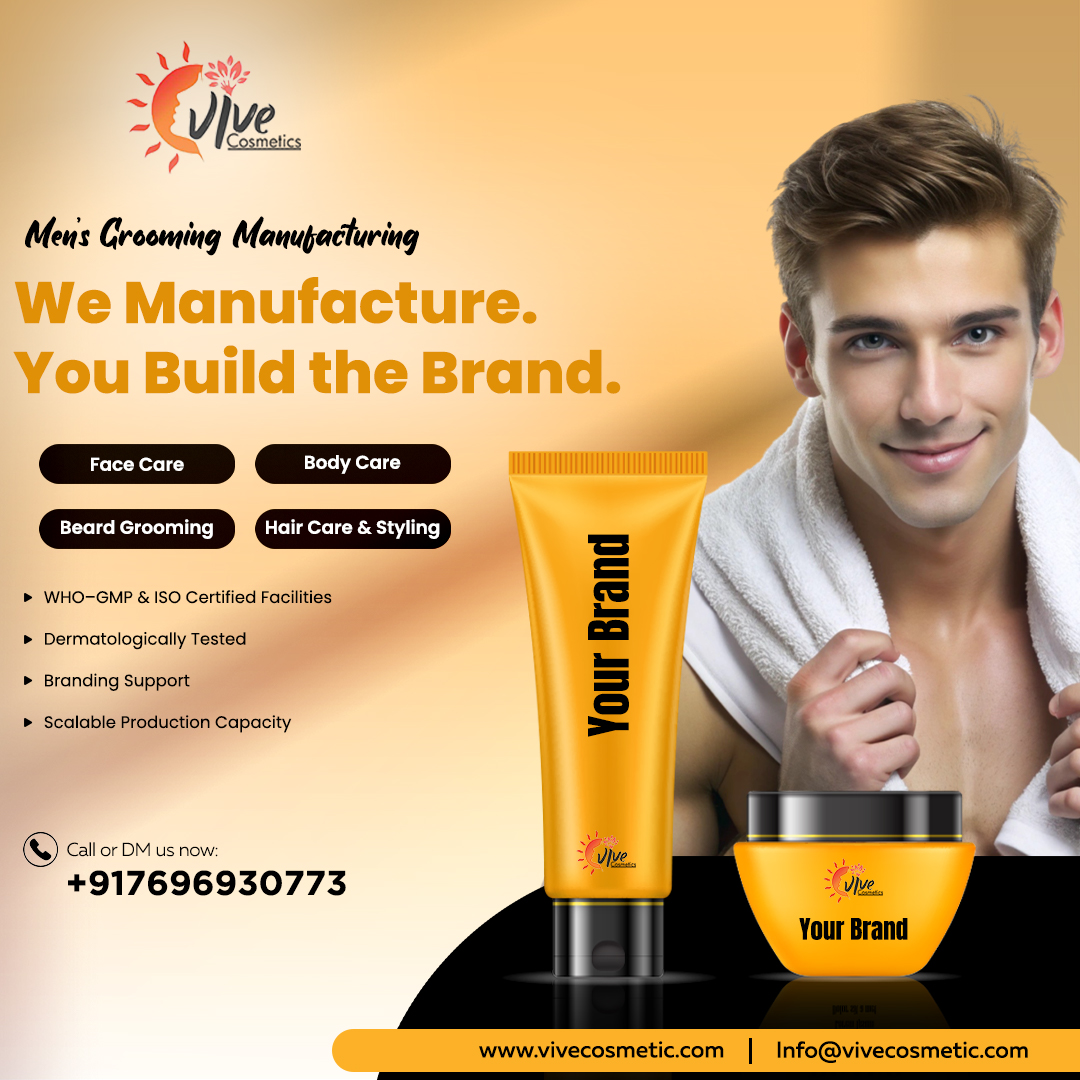 vivecosmetic's tweet image. Elevate Your Brand with Premium Men’s Grooming Solutions! From Face Care to Beard Grooming, we manufacture it all. You build the brand, we back you with quality &amp;amp; trust. #PrivateLabel #SkincareForMen #BeardCare #HairCare #BodyCare #BuildYourBrand #CosmeticsManufacturer