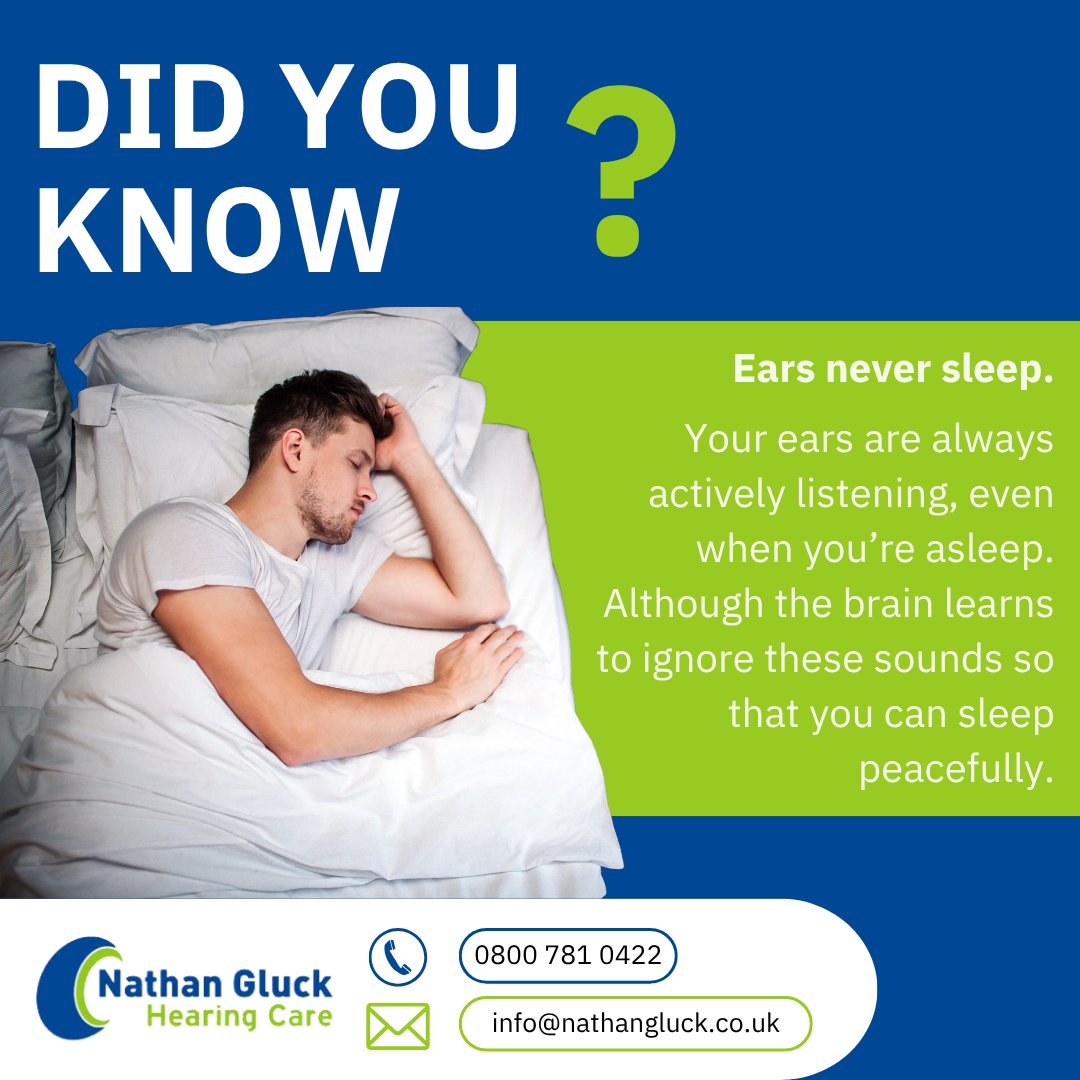 Did you know... your ears never sleep. 👂💤

Even when you're asleep, you're ears are still working, constantly collecting sounds from your surroundings. 

#DidYouKnow #HearingCare #EarFacts