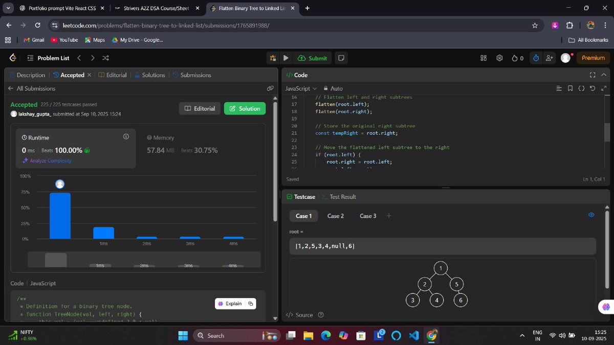 Lakshay2709's tweet image. Day 48–53 ✅ | Step 13 (Binary Trees 🌳) – Hard Problems
✔️ LCA, Root-to-Node Path, Width, Burn Tree
✔️ Construct Tree (Inorder + Pre/Post), Serialize &amp;amp; Deserialize
✔️ Morris Traversals + Flatten Tree

Binary Trees (39/39) ✅ Completed! 🚀
#100DaysOfCode #DSA #BinaryTrees