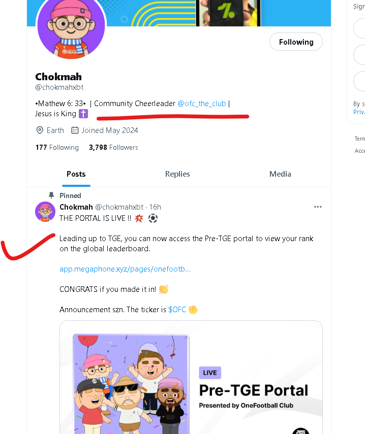 <a href="/ofc_the_club/">OneFootball Club</a> Team is this OneFootball Club Pre-TGE Portal link app.megaphone.xyz/pages/onefootb… is Real? If yes, than why not showing on official <a href="/OneFootball/">OneFootball</a> &amp; <a href="/megaphone_hq/">Megaphone</a>  X Please reply ASAP because already so many users connected their social accounts &amp; EVM wallets on this portal