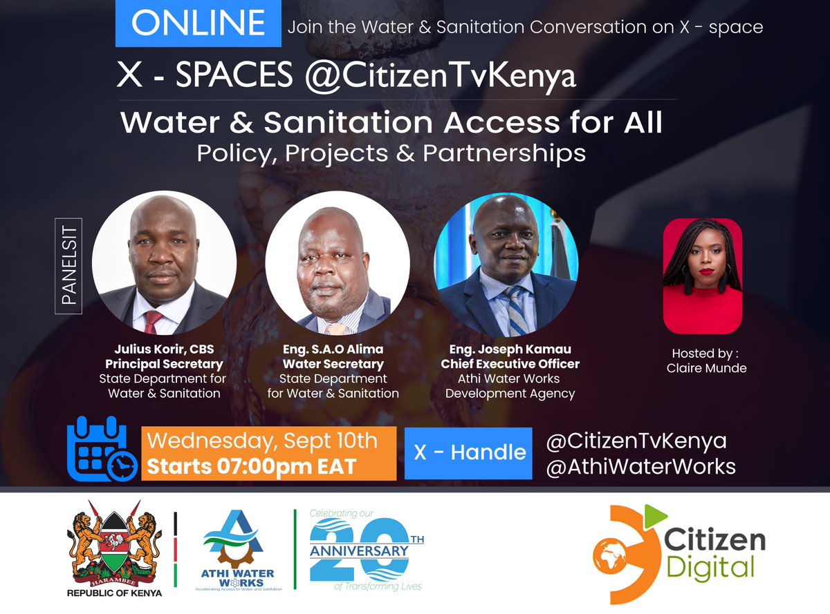 AthiWaterWorks's tweet photo. Tonight at 7PM! Join us on X Spaces for a powerful conversation on Water &amp; Sanitation Access for All.

#SanitationForAll #WaterForAll #HealthyCommunities https://t.co/T0QR4raQFo
