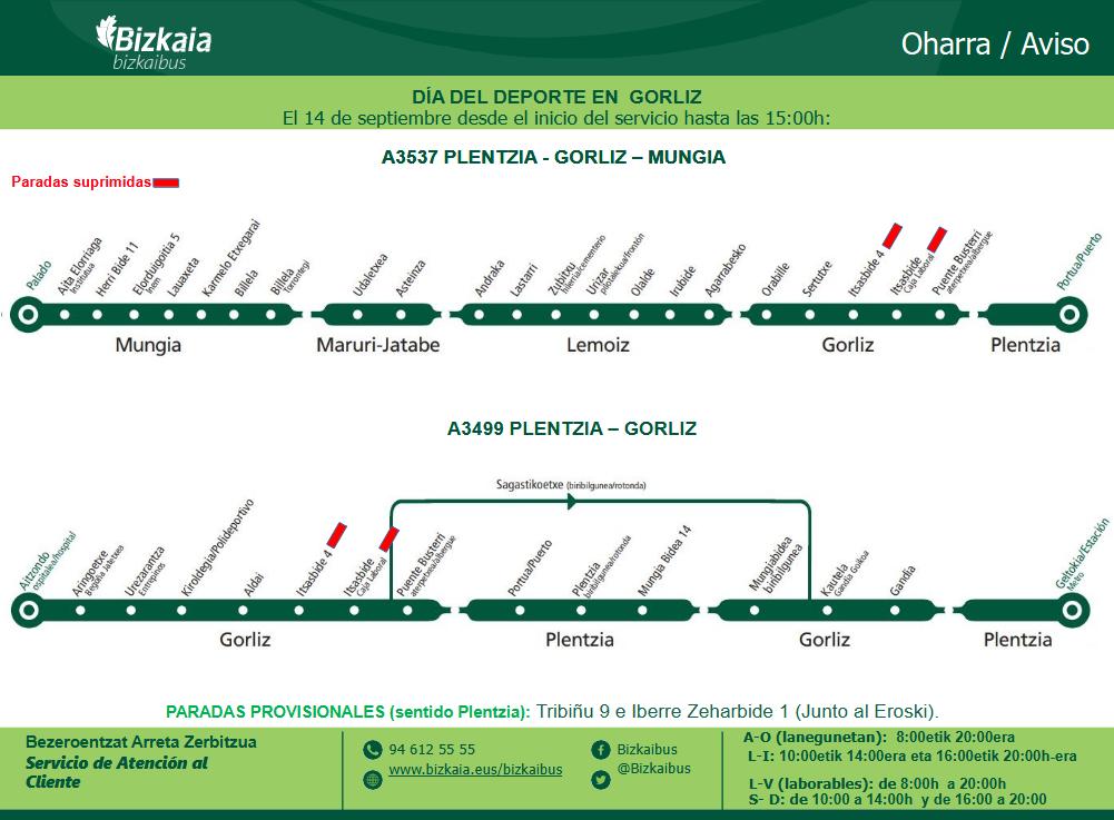 #avisoBZK <a href="/GorlizkoUdala/">Gorlizko Udala / Ayuntamiento de Gorliz</a> El 14 de septiembre cambios en las líneas A3499 y A3537 por el día del deporte en Gorliz. (1/2)
