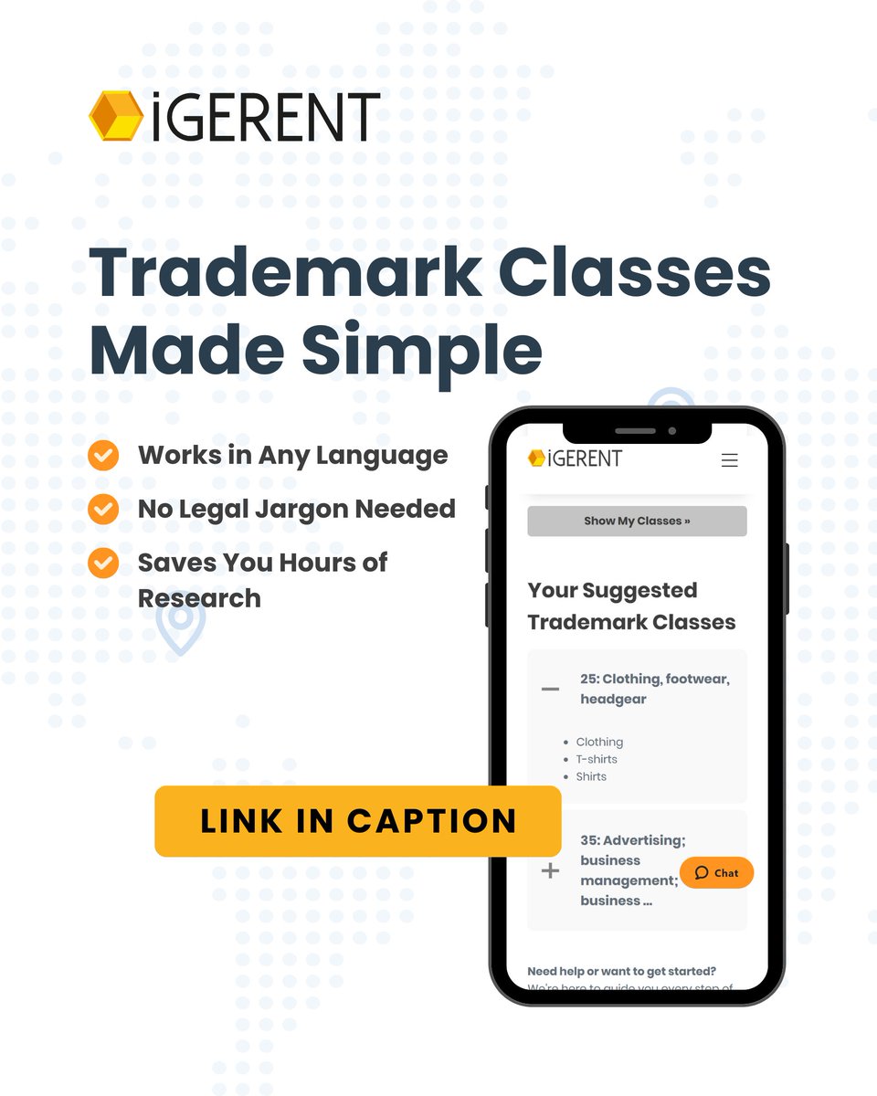 igerent's tweet image. 🎯 Find the right trademark class in seconds.
Our free tool tells you what class to file in: just describe your product or service.

🚀 No guesswork. No spreadsheets.
Get free access here → ce98itjy.sibpages.com/nice-tool?utm_…

#Trademarks #NiceClassification