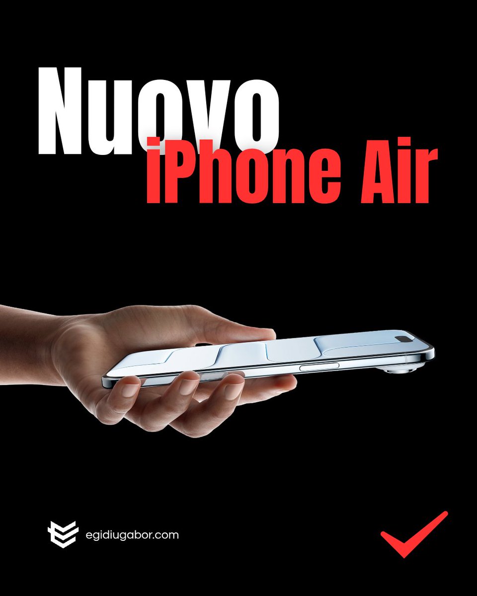 EgidiuG's tweet photo. 🚀L'attesa è finita! 🤩 Apple ha alzato il sipario sull'attesissimo iPhone 17, e il modello iPhone  Air ha catturato l'attenzione con innovazioni pensate per chi cerca leggerezza e prestazioni al top.💥

✅ Cosa ne pensi dell'iPhone Air? ✨

#iPhone17Air #AppleEvent #iPhoneAir https://t.co/eQMywhHJcb