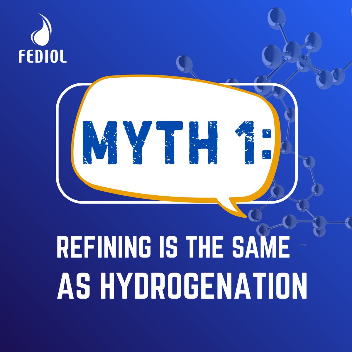 FEDIOL_EU's tweet photo. Is refining the same as hydrogenation? 🤔 
It's a myth we're busting this week! 

We're explaining what happens to #vegetableoils before they reach your table. A thread 🧵

#Mythbusters #FEDIOL #nutritionfacts https://t.co/hXO9lcTntt