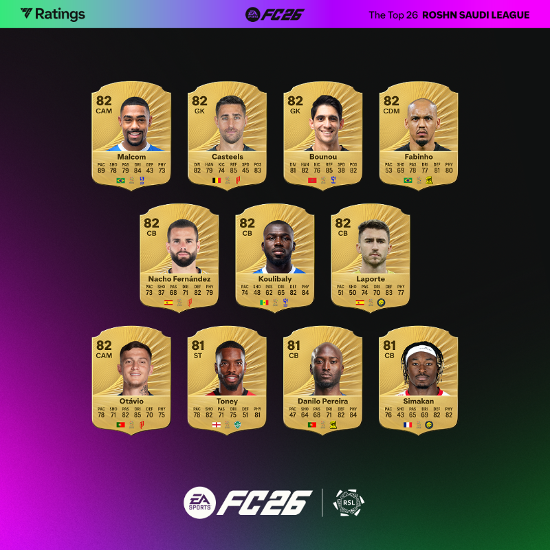EASPORTSFC's tweet photo. New season, new heights.

The Top 26 rated players from the @spl in #FC26 are here. 

Pre-order now: https://t.co/gJqdQLhNjm