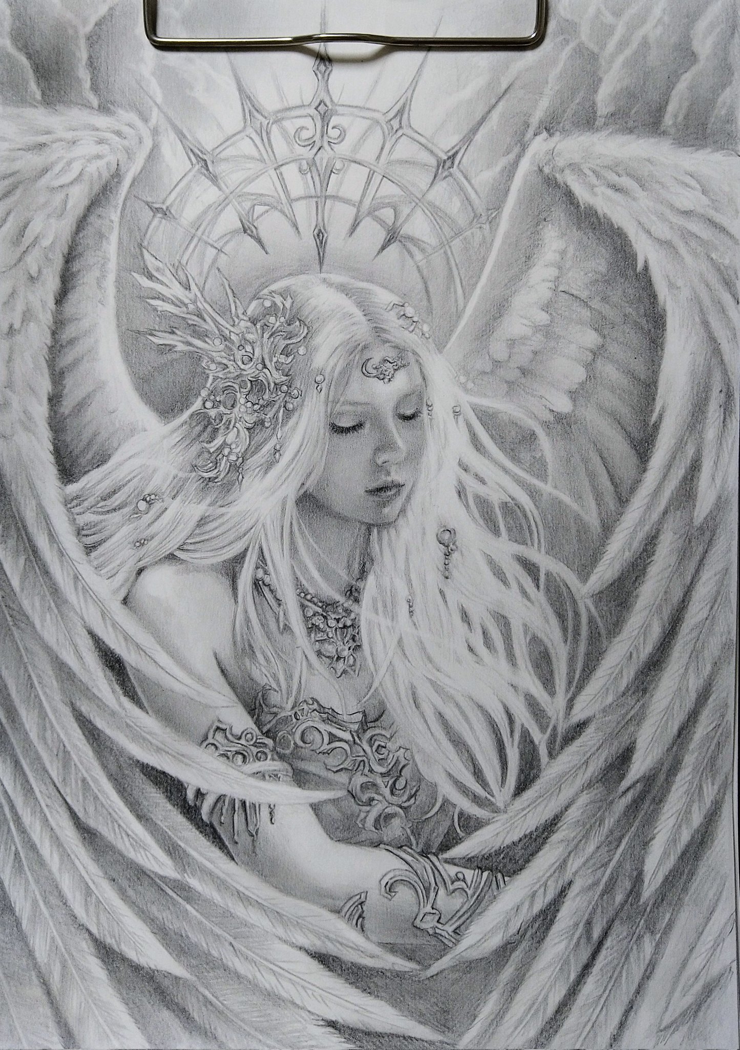 絵画/原画/羽/手/空/真作/鉛筆画/手描き/イラスト 鉛筆画 三浦春馬 メイキング動画 イラスト Pencil Drawing