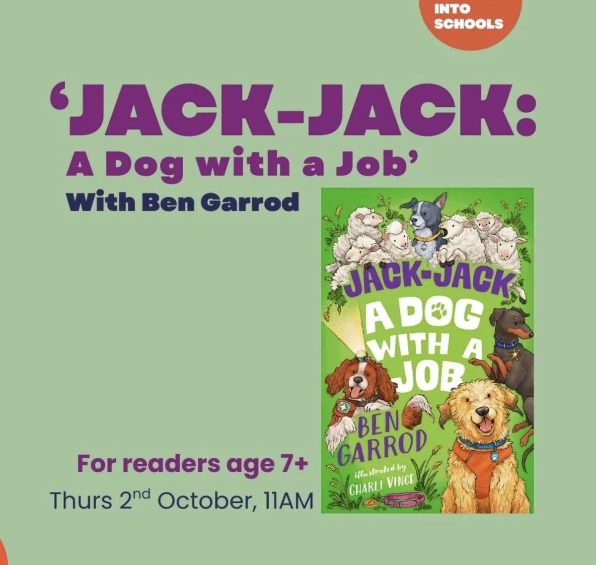 Our very own @Ben_Garrod is taking part in the @7stories Authors into schools events!

On the 2nd of October at 11am - Meet Jack-Jack, real-life rescue dog, published author and all round very good boy 

Click the link for tickets! - bit.ly/4pi8z9s