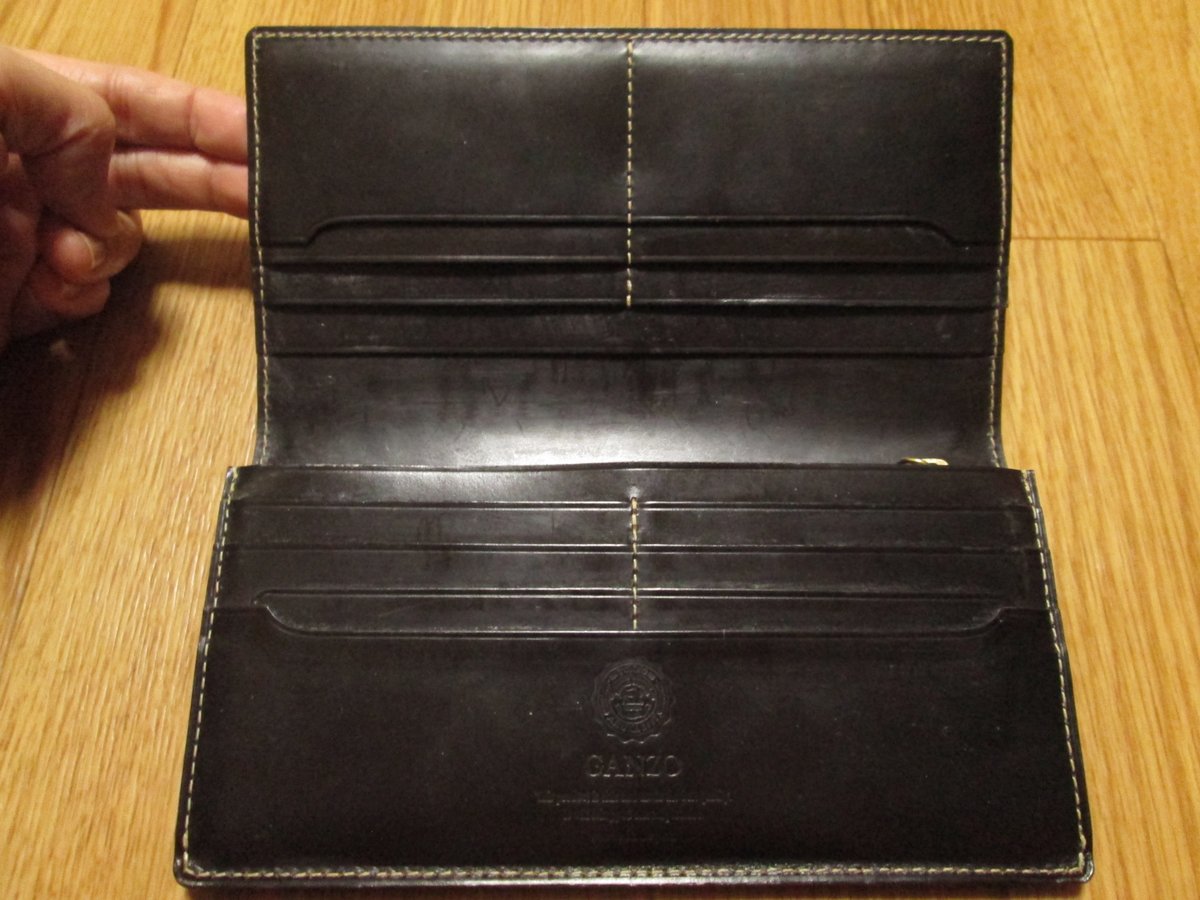 GANZO ファスナー小銭入れ付き長財布 ブライドルカジュアル ダークブラウン THIN BRIDLE(シンブライドル) ファスナー小銭入れ付き長財布
