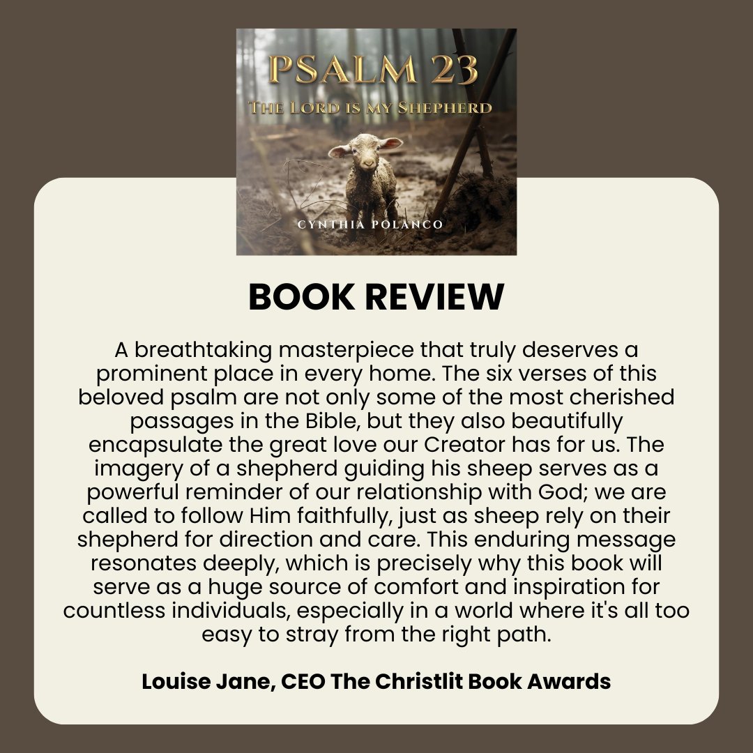 Cindyp144's tweet photo. Here is my first review of my book, Psalm 23 by Louise Jane, CEO of Christlit. The glory is for my dear Lord.

Aquí está mi primera reseña de mi libro, Salmo 23, de Louise Jane, directora ejecutiva de Christlit. La gloria sea para mi querido Señor. https://t.co/tWEK0cQwqp