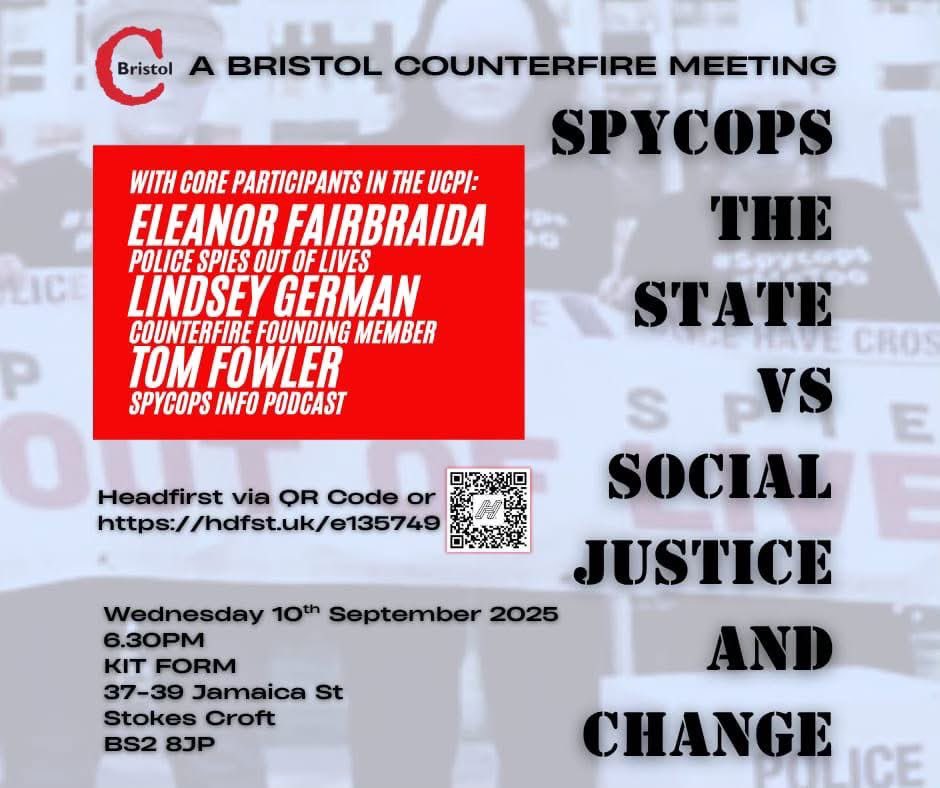 If you’re in Bristol this evening, come along to this #spycops event I’ll be speaking at