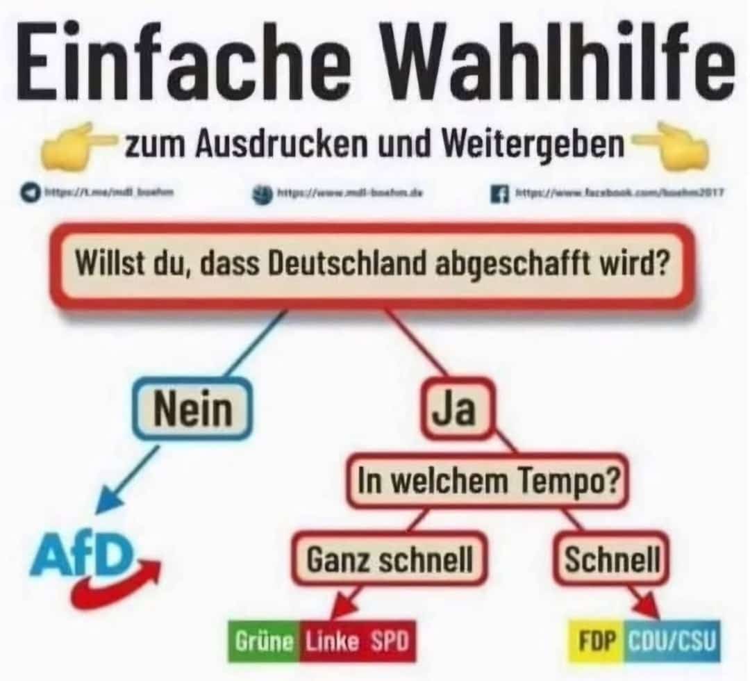 <a href="/Alice_Weidel/">Alice Weidel</a> Wer heutzutage noch CDU/CSU wählt, der kann auch gleich die Grünen wählen. Merke: