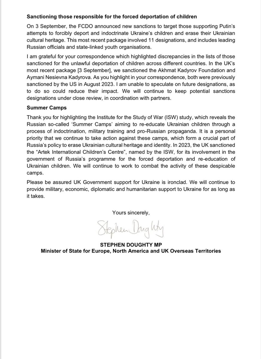 I am very grateful to <a href="/SDoughtyMP/">Stephen Doughty HC MP</a> for attending the screening, spending time with the children and his continued engagement with me on this issue, as evidenced by his recent reply to my last letter 👇