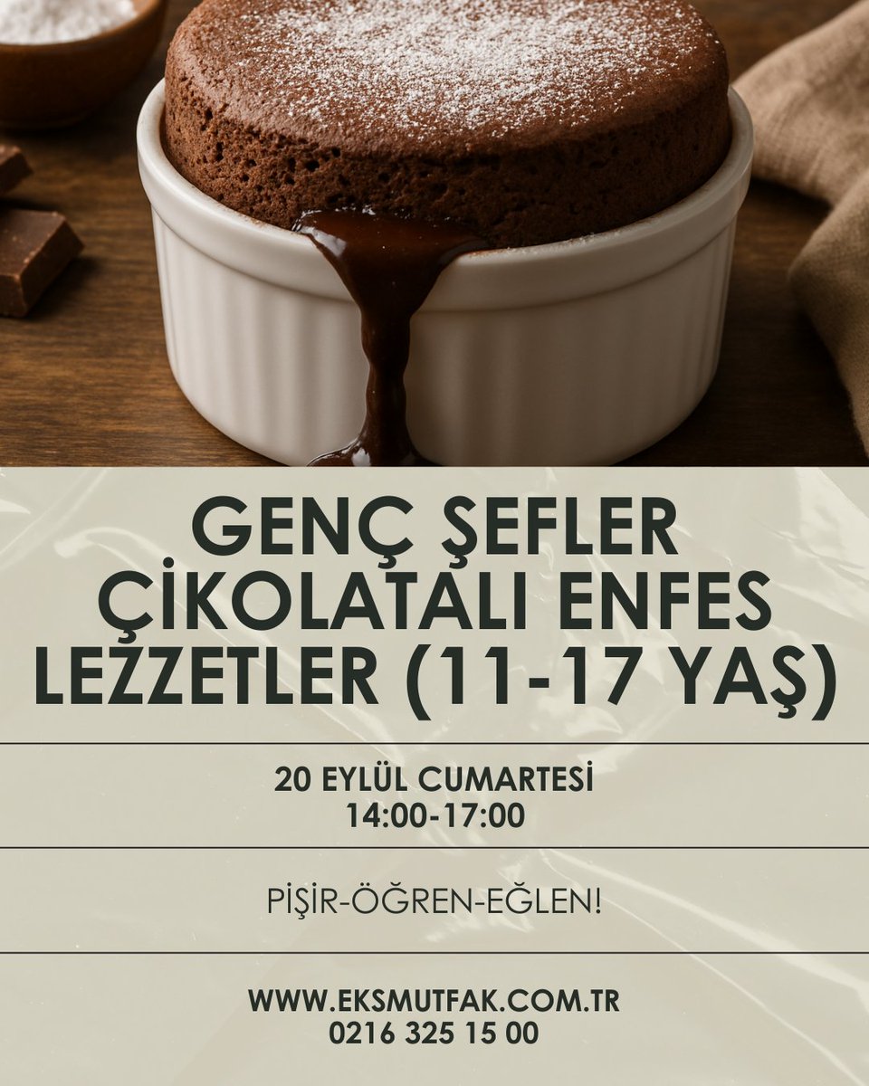 Sevdiklerinizde keyifli vakit geçirmek, yeni bir hobi edinmek, kendinizi mutfakta geliştirmek istiyorsanız bu haftaki workshop takvimimiz sizin için!

🍰 17 Eylül Çarşamba: Lanchop Soslu Yaş Pasta
🥩🔪 18 Eylül Perşembe: Etler ve Pişirme Teknikleri
🍪 20 Eylül Cumartesi: Genç