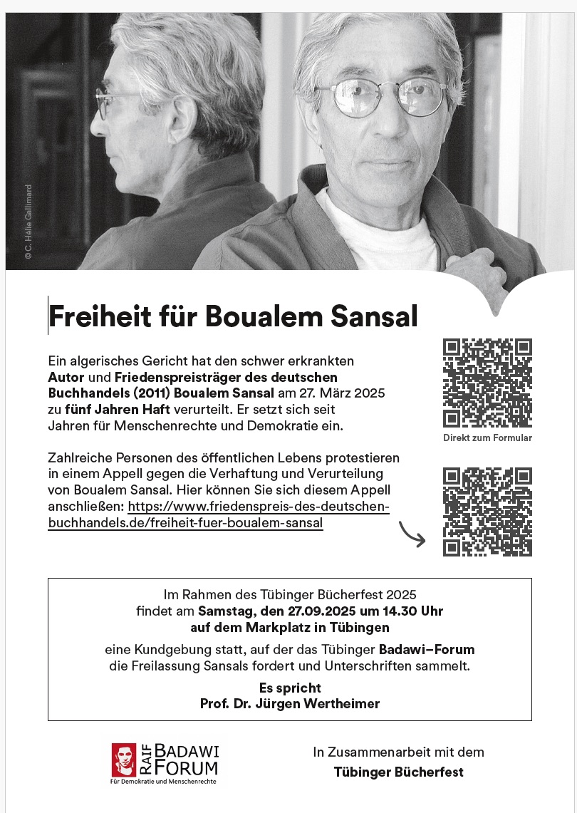 Boualem Sansal ist einer der wichtigsten Kämpfer für die Freiheit in der arabischen Welt. Unerschrocken hat er stets seine Stimme gegen Islamismus und Autoritarismus erhoben. 2011 erhielt er den Friedenspreis des Deutschen Buchhandels.
Doch seine kritische Haltung hat