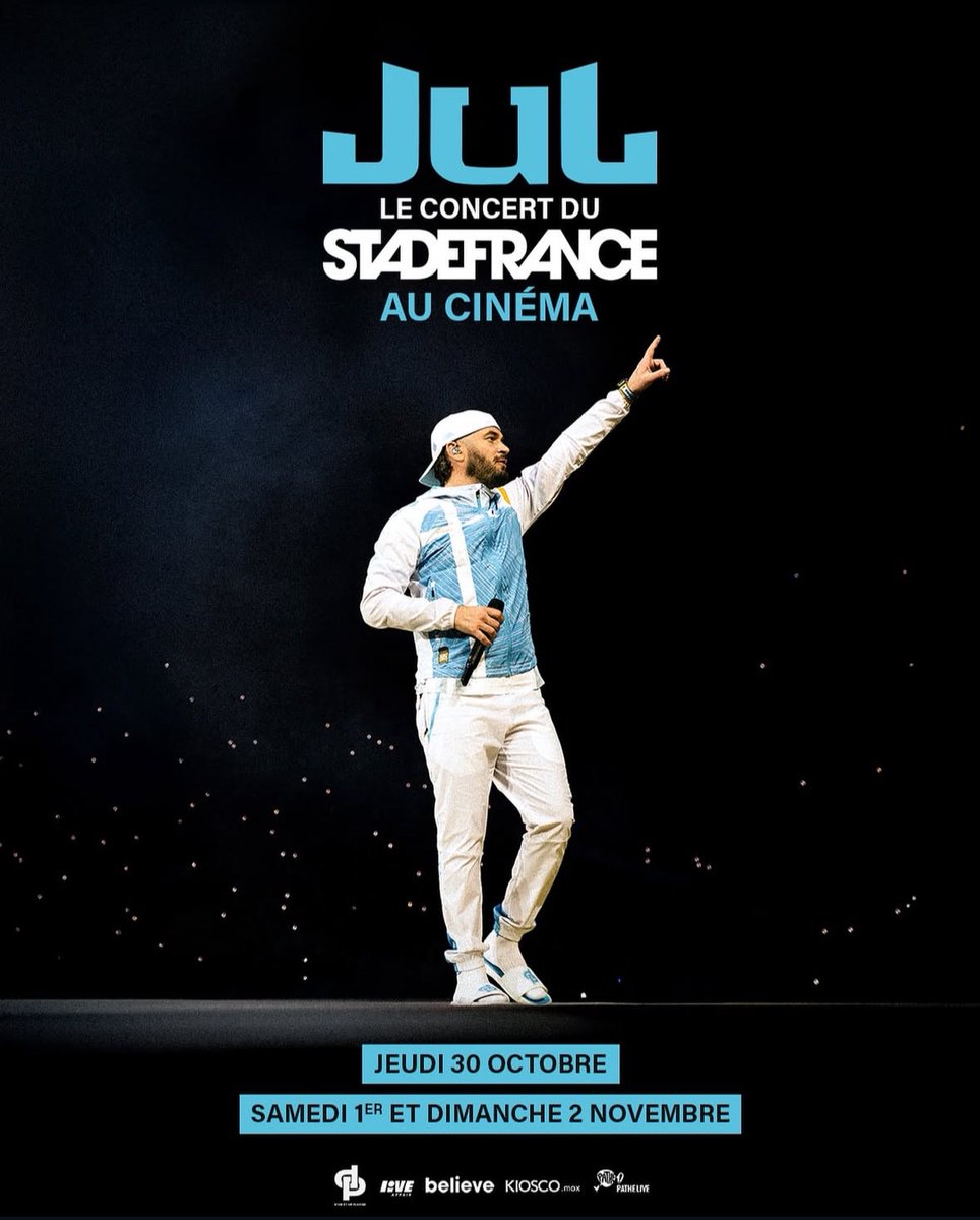 🚨JuL annonce la diffusion de son Stade de France au CINÉMA ! 🎬

📆 30 OCTOBRE, 1er &amp; 2 NOVEMBRE