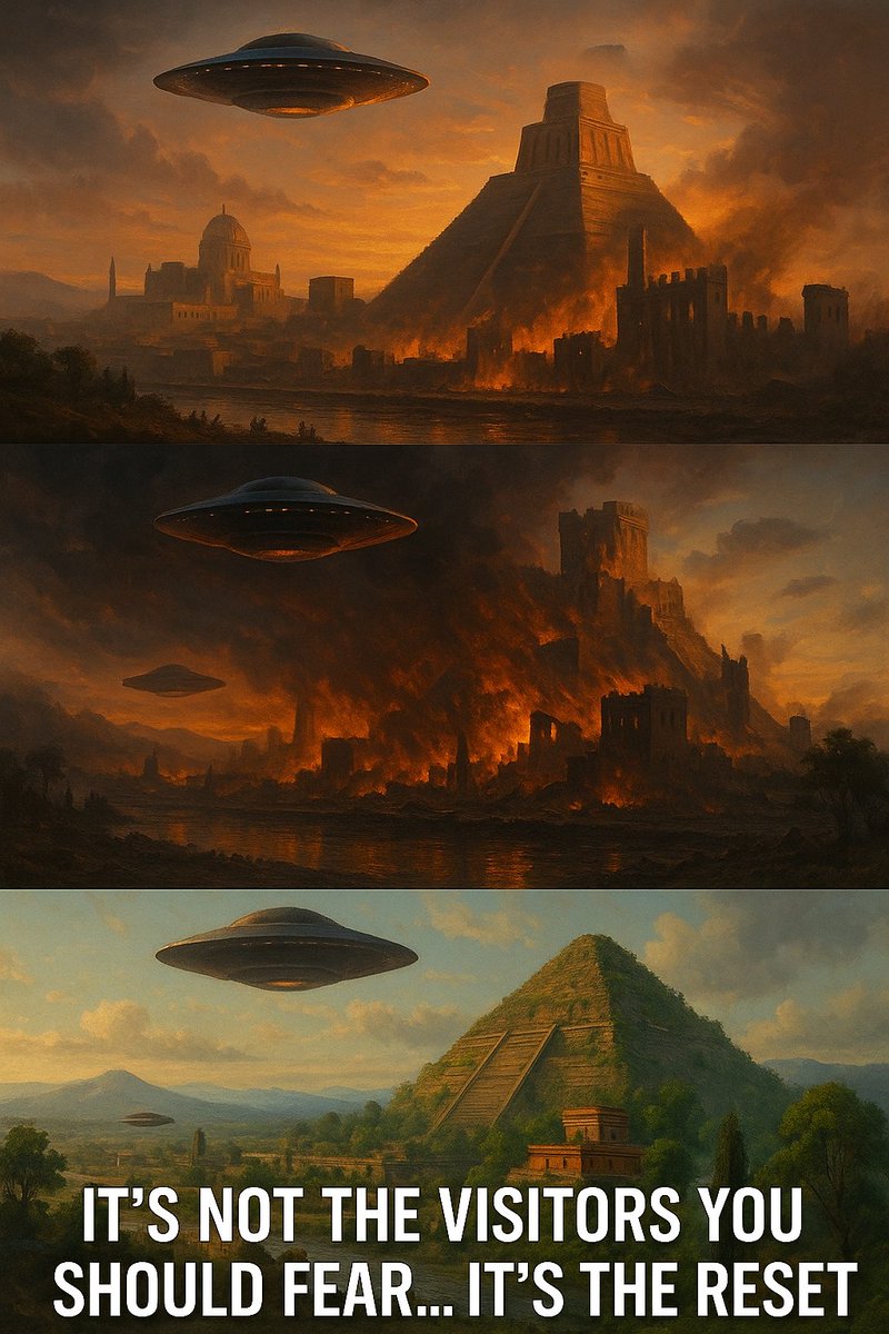 JasonWilde108's tweet photo. Have you noticed that when questioned, insiders state that the truth is so unsettling they could never speak it. The unsettling truth isn’t that UAPs are here, watching us. I believe the unsettling truth is that we get reset. Every few thousand years, civilization collapses whether through cataclysm, cosmic event, or deliberate intervention. You think we’re the first ones to get this far? Look at the evidence buried in stone. Megaliths that shouldn’t exist, myths of floods that span across every culture, fragments of knowledge that appear too advanced for their time. 

What governments can’t say out loud is that permanence is a lie. Our skyscrapers, our technology, our nations, they’re sandcastles between tides. The “gods” of every tradition didn’t just visit. They showed up at the breaking points. Oannes before the flood, Quetzalcoatl after disaster, Viracocha walking the Andes when the world was in ruins. They always appear around resets. And maybe the UAPs aren’t here to invade or to save. Maybe they’re here to curate the process, to make sure the cycle keeps turning exactly as it always has.

Disclosure never comes because the secret isn’t “aliens.” The secret is time is not linear, it’s cyclical. Civilizations rise, civilizations burn, and something enforces the rhythm. Whether it’s cosmic catastrophe, Earth’s own cycles, or hands on the wheel that we can’t see, the result is the same, the story always restarts. And knowing that changes everything. How do you govern a people who realize the clock is ticking down? How do you tell them that our entire world is already scheduled for erasure?

It’s written in geology, in mythology, and in the eerie synchronicities of history. The Younger Dryas impact, the magnetic excursions, the sudden dark ages that follow unexplained disasters, all of them are fingerprints of resets. Every culture left us warnings carved in stone because they lived through the last one. We ignore them because the truth is unbearable that we’re not permanent. We’re the interim between cycles.

We are not moving into some glorious singularity. We are running out the clock. And when the reset comes whether in fire, flood, or silence all our lies about progress will dissolve. That’s the secret. Not aliens in the sky, but the fact that humanity itself is on a leash… and the reset always comes.