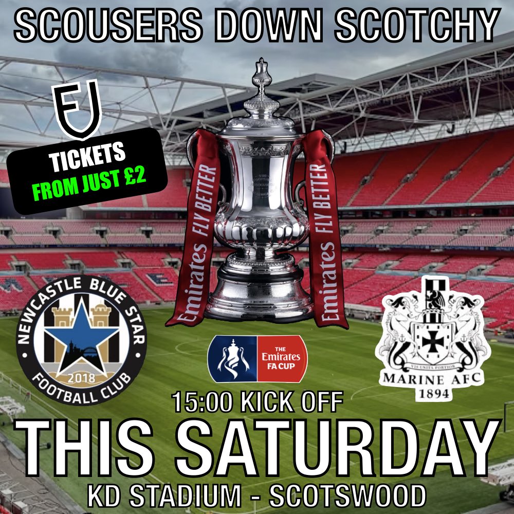 🏆 Just a reminder this Saturday Blue Star welcome Marine to Scotswood in the Emirates FA Cup… tickets are now on sale through FanBase.

🎟️ app.fanbaseclub.com/club/www-nbsfc…

#NBSFC // 🔵⭐️