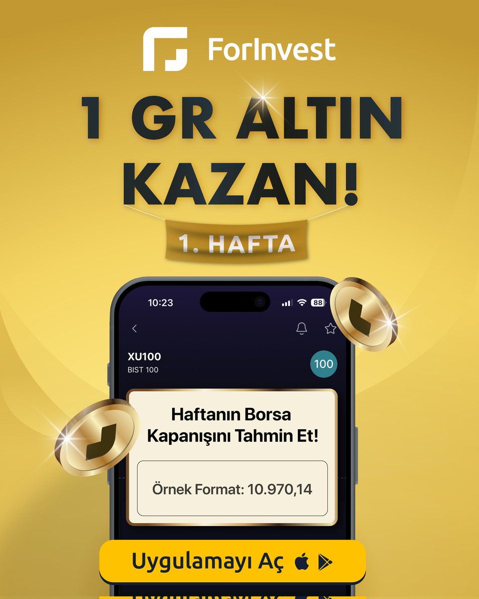 📈 1 Gram Altın Senin Olabilir! 🏆

BIST 100’ün 12 Eylül 2025 kapanışını tahmin et, ödülü kap!

💡 Nasıl Katılırım?

ForInvest uygulamasından tahminini 12 Eylül seans bitimine kadar yap.

Kapanışa en yakın tahmini yapan 1 gram altın kazanır!

Kazanan, seans sonrası açıklanacak.