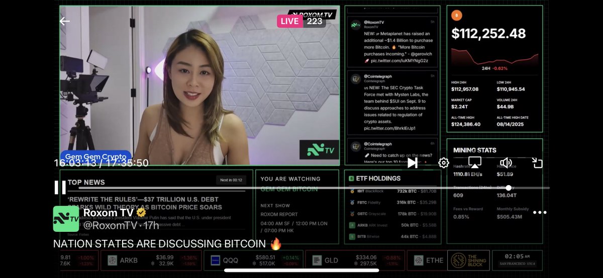 Just had my 1st live show on <a href="/RoxomTV/">Roxom TV</a> 🎥✨

📅 Mon–Fri | ⏰ 5PM HKT / 5AM ET

Right now I’m going live from home, but soon you’ll catch me in the HK studio with a breathtaking view 🌇

Feeling super blessed 🙏 Let’s make this huge! 🚀  <a href="/olivia_pando/">Olivia Pando</a> <a href="/mcshane_capital/">mcshane</a> <a href="/shaibearary/">Sherry</a>